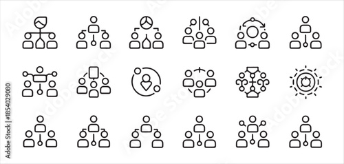 Social network and business hierarchy icons. collection of people and team symbols
