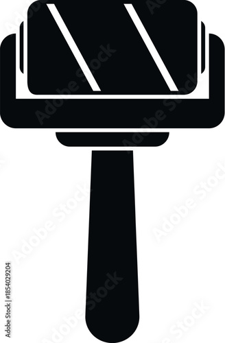 Simple paint roller icon displaying building and decorating concept