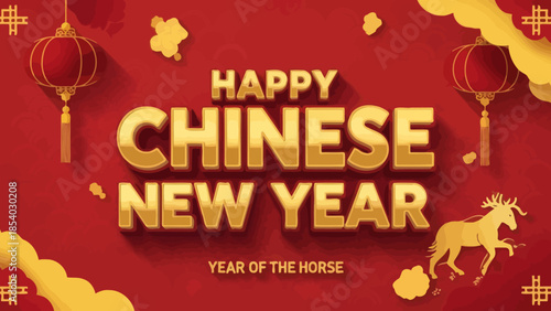 Festive Chinese New Year Celebration with Lanterns and Horse Symbol