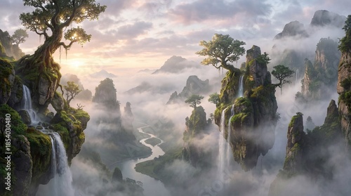 Majestic mountain panorama,...