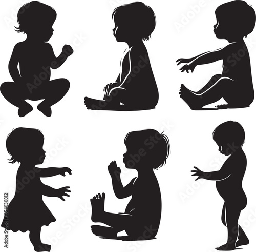 group of boys icon silhouette vector with white background