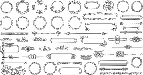 Japanese Traditional Frame Set – Mizuhiki Knot, Border, and Decorative Ornament Collection