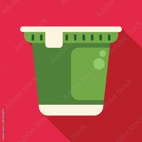 Green yogurt cup presenting a serving of dairy food or healthy snack