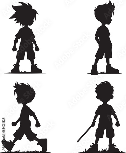 group of boys icon silhouette vector with white background