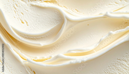 なめらかに溶け合うバニラアイスの上品なマクロテクスチャ – Smooth Vanilla Ice Cream Surface Macro with Creamy Ridges