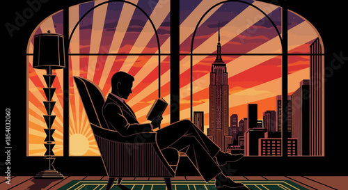 Luxury Lounge City Sunset Scene