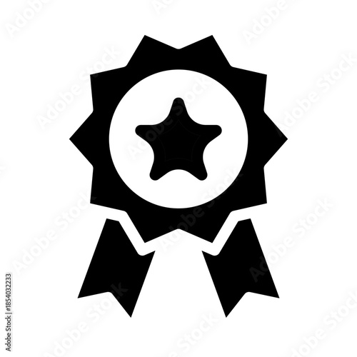 Glyph style e-commerce icon of quality badge representing trusted products.