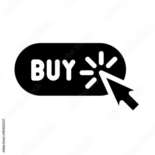 Glyph style e-commerce icon of buy button representing checkout action.
