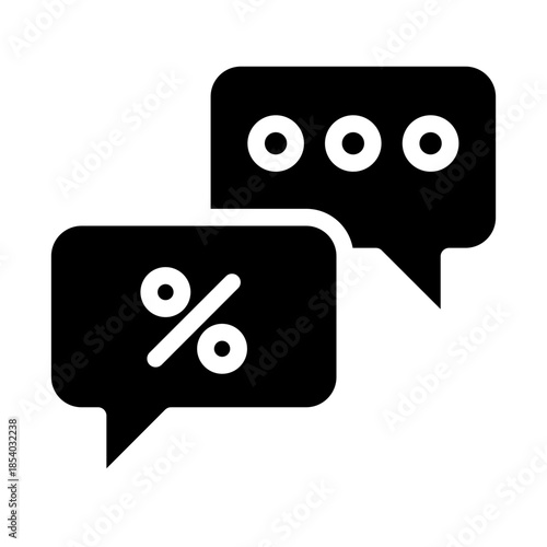 Glyph style e-commerce icon of discount chat representing customer offers.