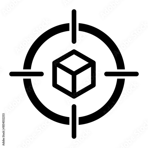 Glyph style e-commerce icon of package tracking representing logistics control.