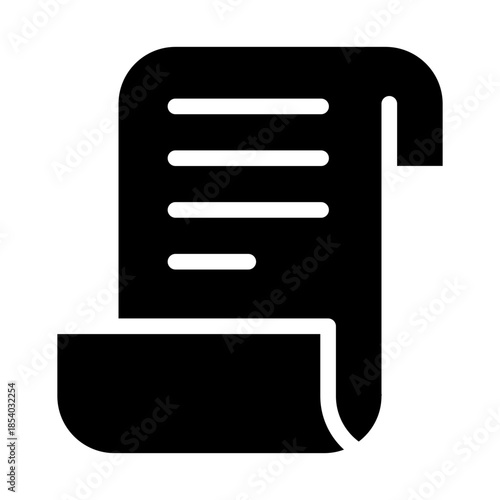 Glyph style e-commerce icon of receipt representing order confirmation.