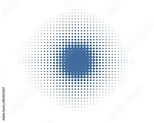 Blue dots concentric circles isolated on transparent background