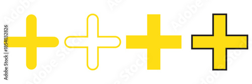 Plus Icon set vector. Add plus sign and symbol