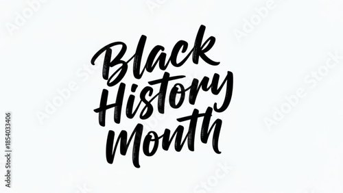 Black history month celebration with elegant brush script typography on white background