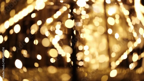 Glowing Golden Garland Creates An Abstract Christmas Bokeh Background For The Holidays