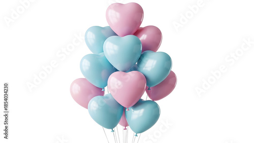 Heart shaped balloons in pink and blue