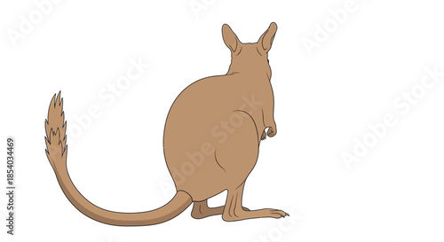 A simple cartoon illustration of a brown kangaroo facing to the left