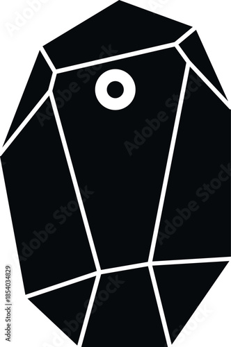 Stylized geometric crystal amulet black icon with a hole for jewelry