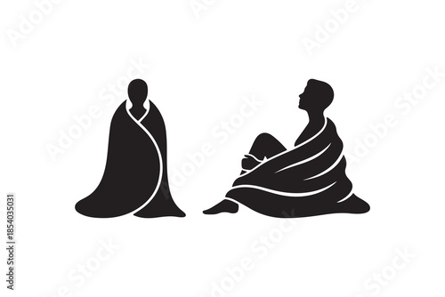 Person wrapped in blanket silhouette for wellness and spa design