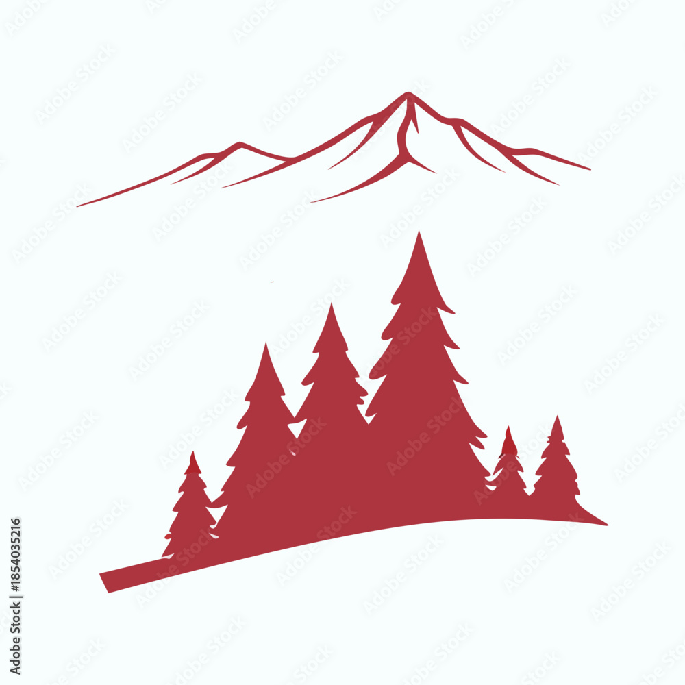 Obraz premium Mountain range with pine trees