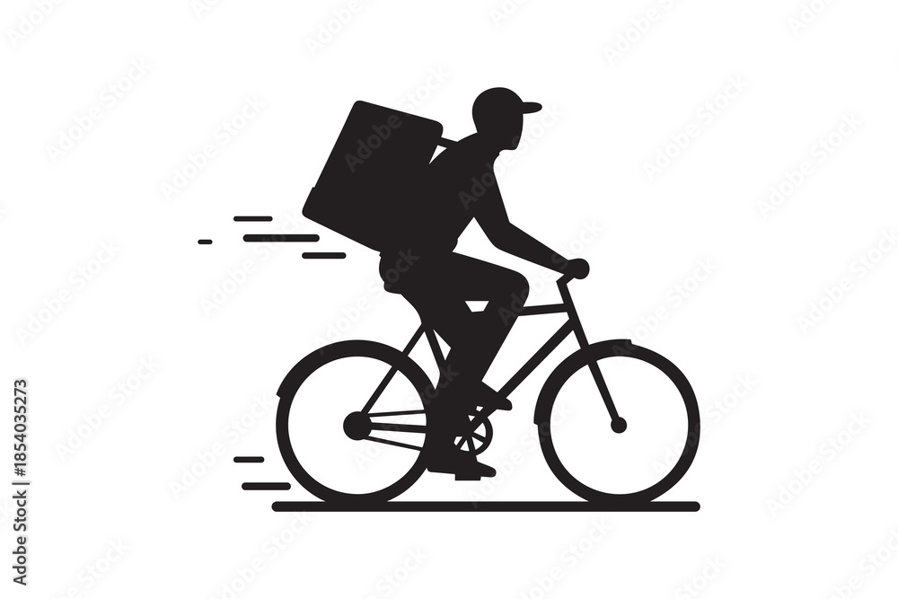 Obraz premium Professional delivery cyclist silhouette for logistics