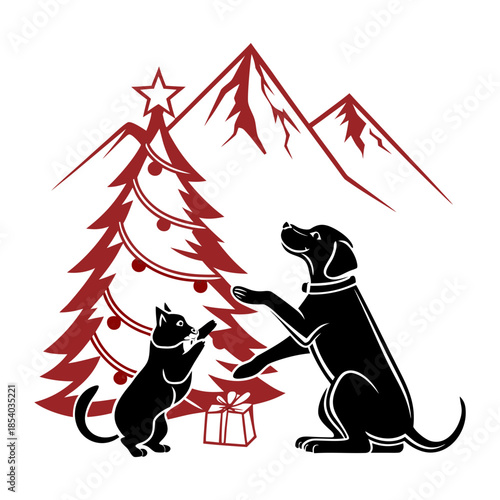 Pets celebrating christmas