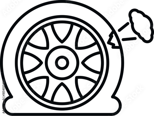 Car wheel having a puncture, indicating breakdown or repair service