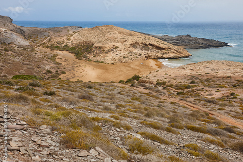 Mediterranean coastline in Murcia. Calblanque regional park, Dentoles beach. Spain