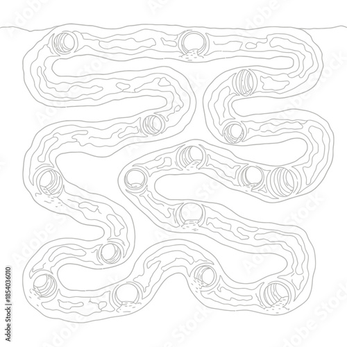 Intricate Water Route System, a Complex Network of Flowing Water Paths