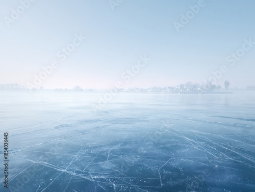Ultra realistic frozen lake surface with subtle cracks in high fidelity