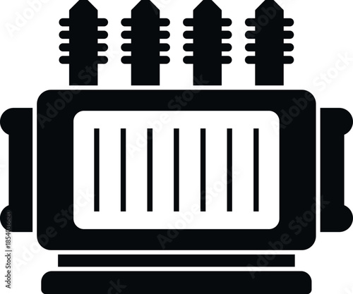 Electrical transformer icon representing electricity transmission and voltage regulation