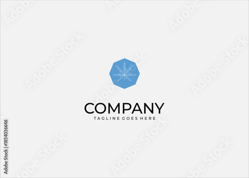 Creative Winter Snowflake Icon Featuring Geometric Heptagon Frame Elegant Nature Leaf Concept For Seasonal Branding Identity Abstract Frost Crystal Graphic Vector Illustration