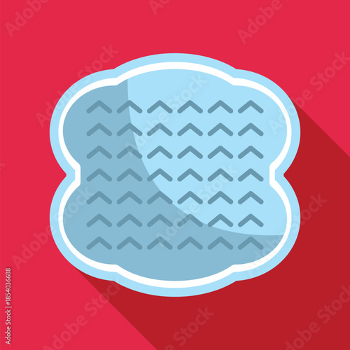 Light blue cleaning sponge on a red background featuring a long shadow effect