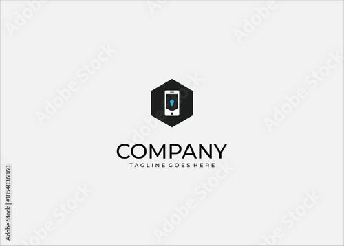 Hexagon smartphone icon with a keyhole for security and mobile access symbol for digital protection and secure data vector logo design.