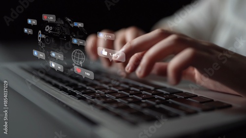 Quadro em tela Social media marketing strategy with engagement metrics