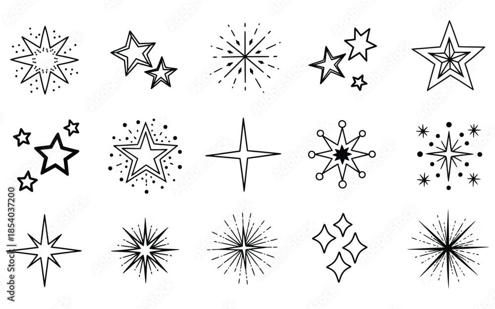 Obraz premium Collection of various starburst and star designs