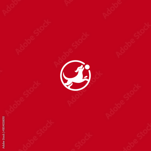 Dog playing logo icon flat vector design