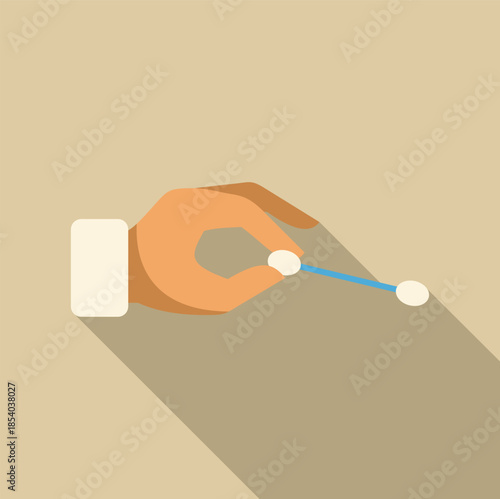 Hand holding a cotton swab, representing ear cleaning and personal hygiene