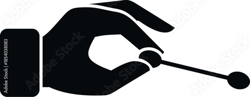 Hand holding delicate small stick illustrating accuracy and performing a precise task