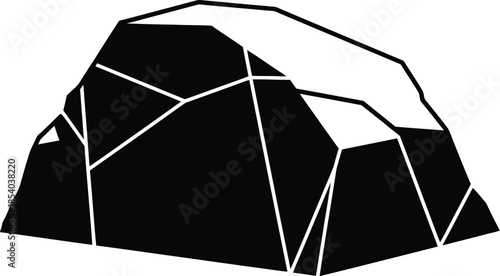 Modern geometric mountain illustration in black and white