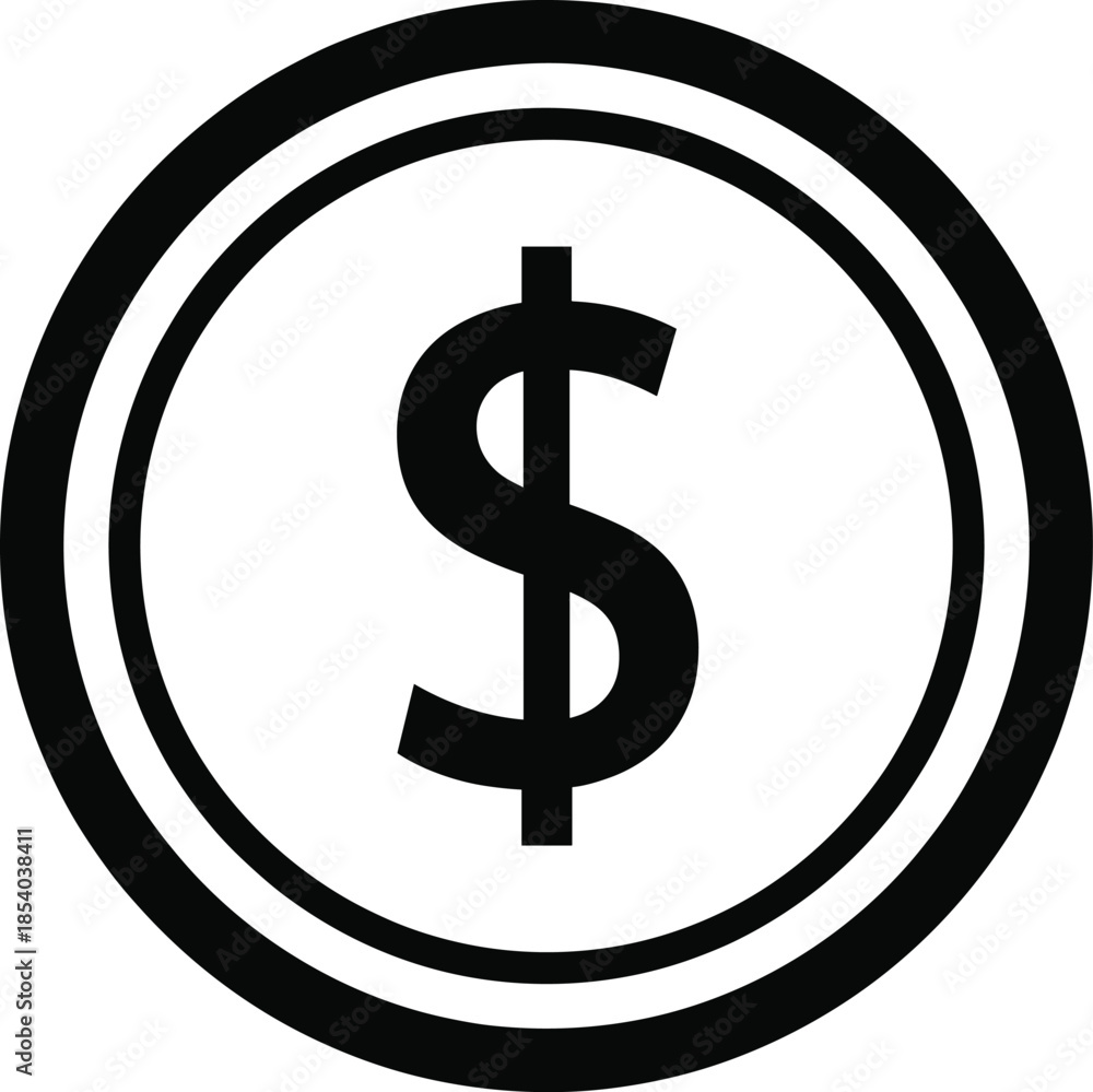 Obraz premium Dollar currency symbol icon in circular badge representing finance money payment and business economics design