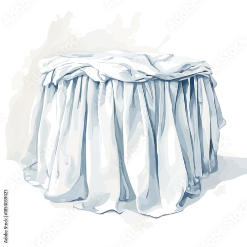 Watercolor_style_painting_of_a_fabric_bed_skirt_A vectorized, Hand-painted style, vector set available in EPS An Elegant watercolor painting design collection