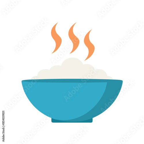 Bowl of rice steaming vector illustration