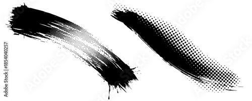 Two curved black paint brush strokes