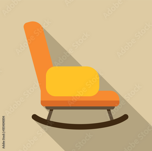 Orange rocking chair with yellow cushion providing comfortable furniture