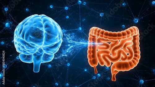 The human brain and gut showing an intricate gut-brain axis.