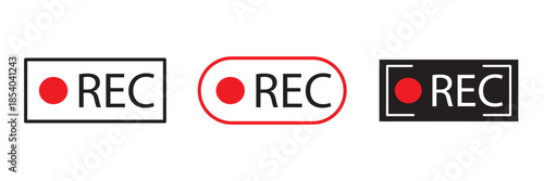 Video recording rec button icon symbol for streaming live broadcast rec