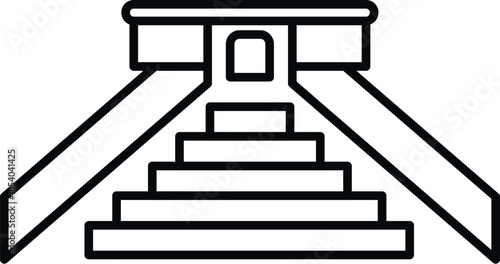 Chichen itza mayan temple pyramid outline drawing representing ancient culture and history