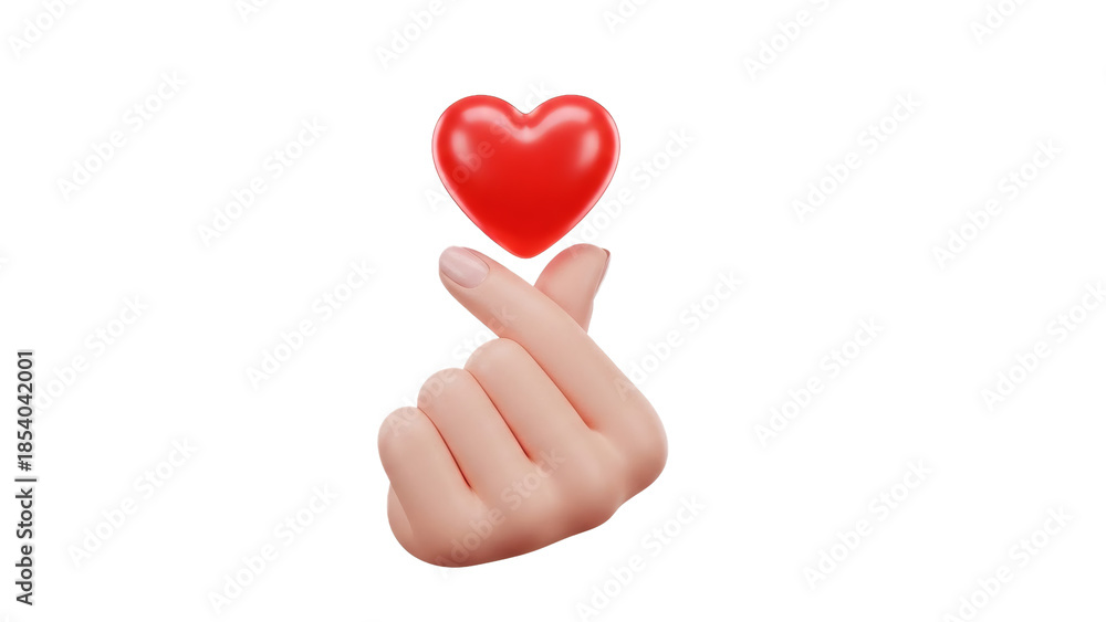 Fototapeta premium Hand holding red heart on transparent background