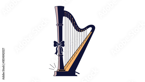 Classical Harp Musical Instrument Vector Illustration